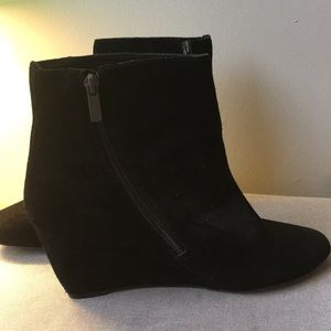 Vince Camuto Black Swede Wedge Booties